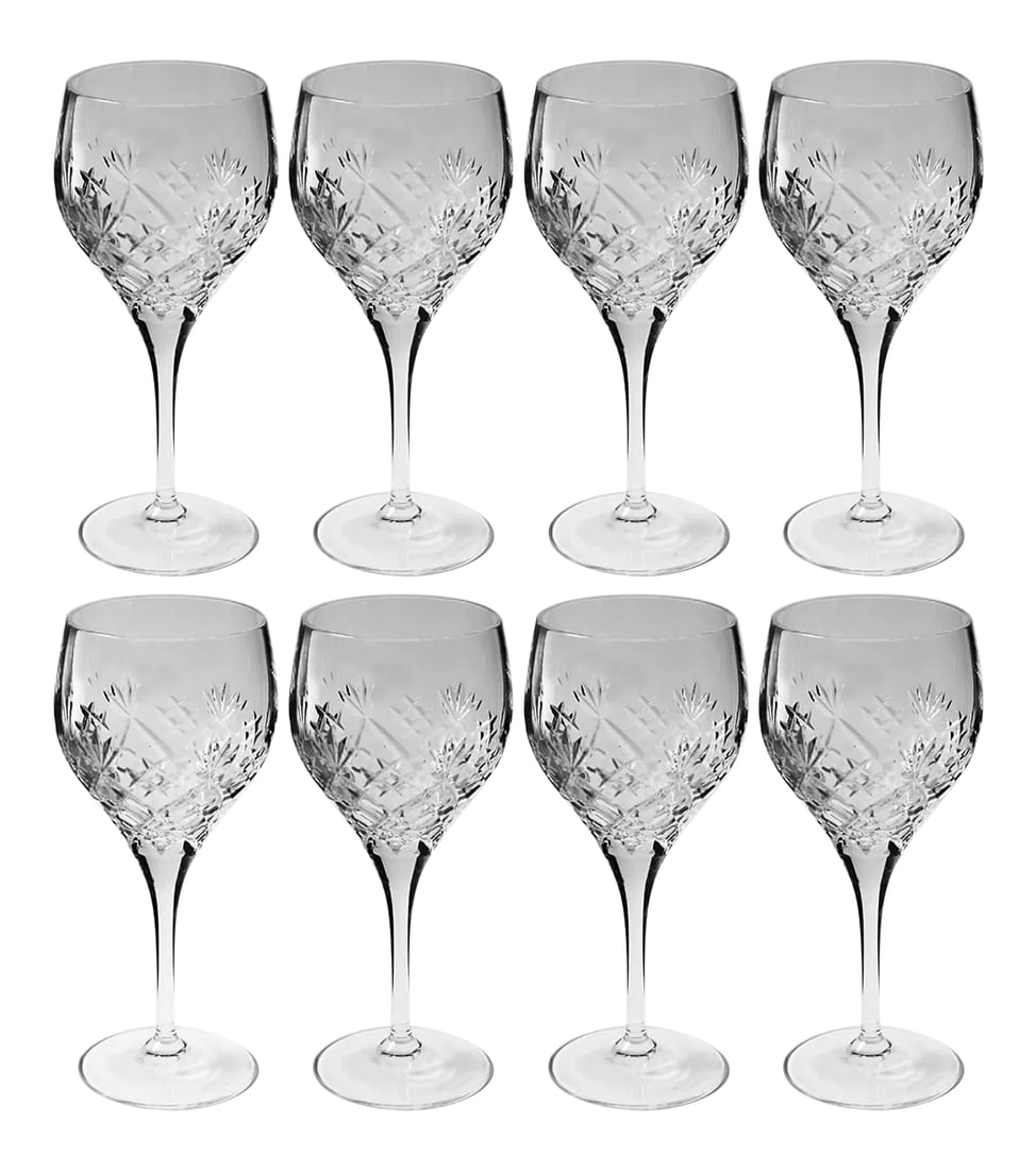 1980s Royal Doulton Crystal Water Goblets Arden Pattern - Set of 8: Royal Doulton hand blown crystal wine goblets. Maker's mark etched on stem. Reduced price, Selling on Replacements ltd. for $29.99 each Condition: Imperfections: No Imperfections Condition Notes: As