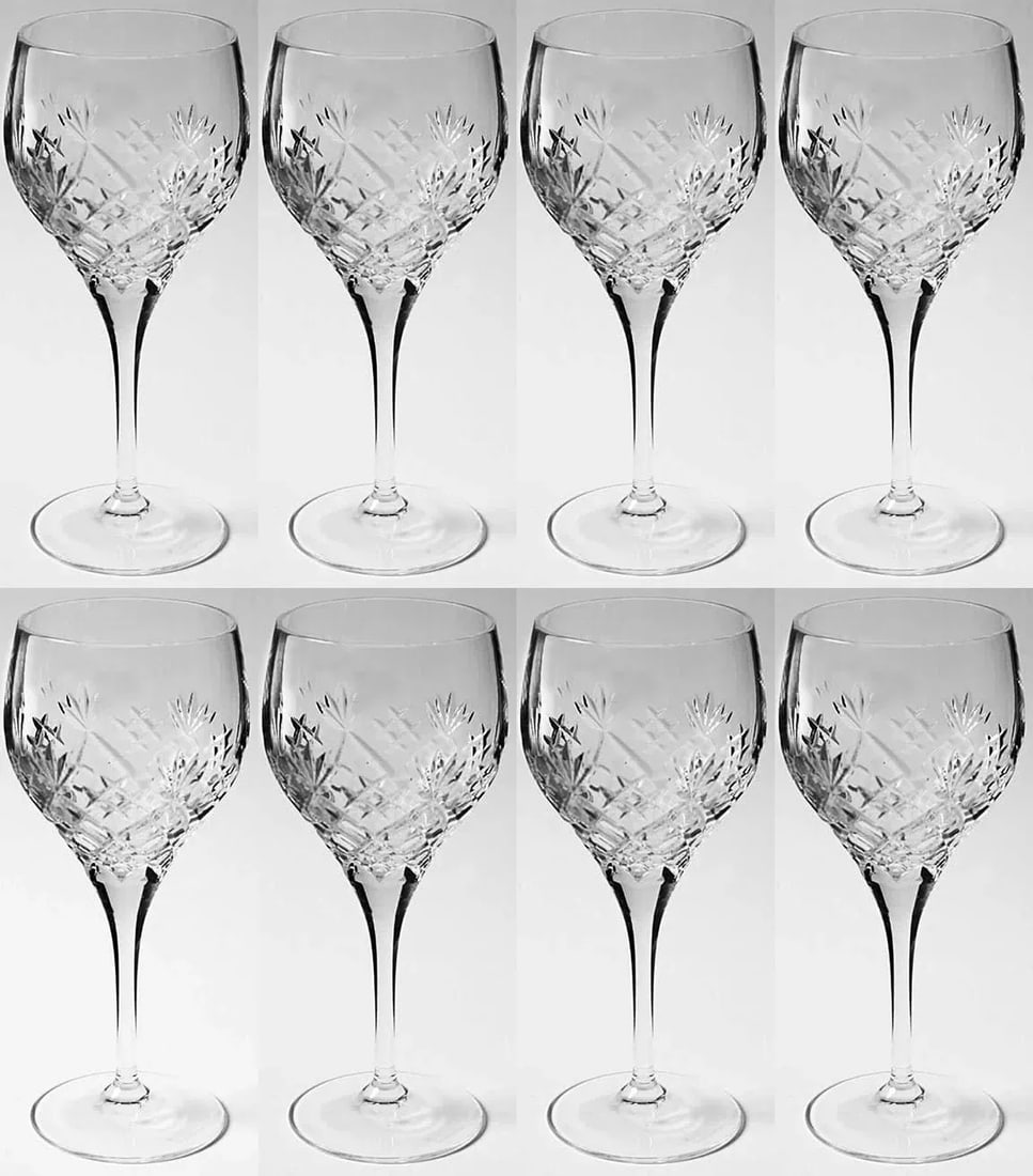 1980s Royal Doulton Crystal Water Goblets Arden Pattern - Set of 8 - 3
