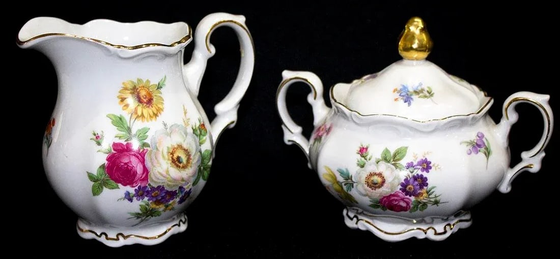 1960s Traditional Mitterteich China Meissen Floral Pattern - 5 Serving Pieces - 3