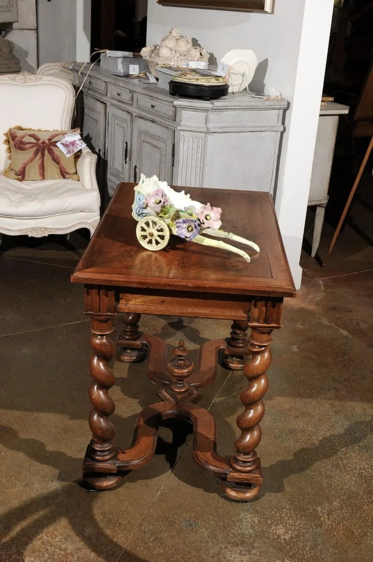 1890s French Majolica Wagon with Barbotine Décor of Pastel Flowers - 4