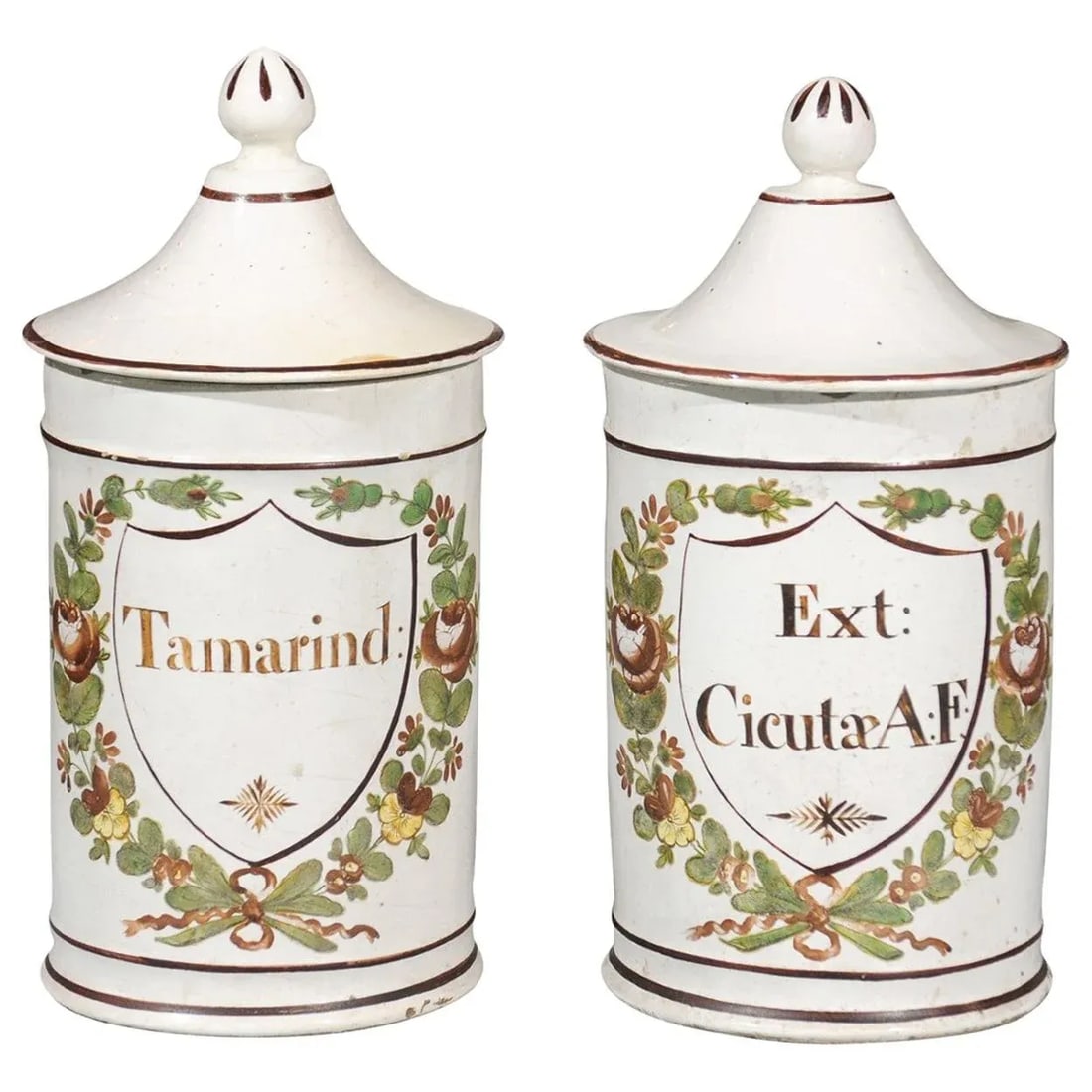 Late 18th Century French Directoire Lidded Apothecary Jars with Labels- a Pair - 12