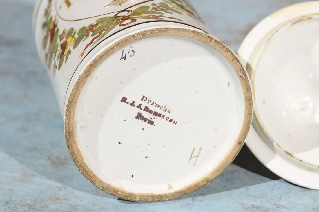 Late 18th Century French Directoire Lidded Apothecary Jars with Labels- a Pair - 7