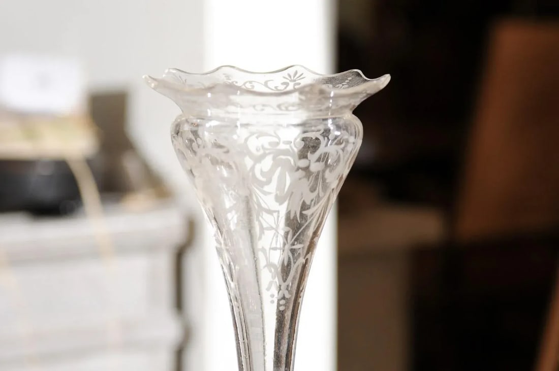 19th Century English Late Victorian Epergne with Silver Base and Crystal Vase - 3