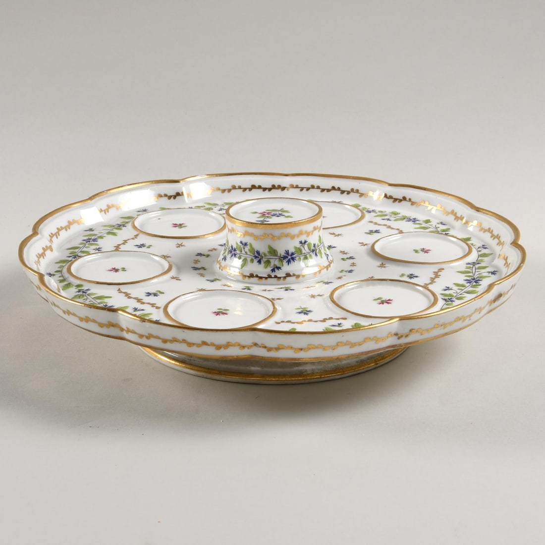 18th-Century French André-Marie Pot De Crème Set, Hand-Painted Paris Porcelain With Gilt & - 2