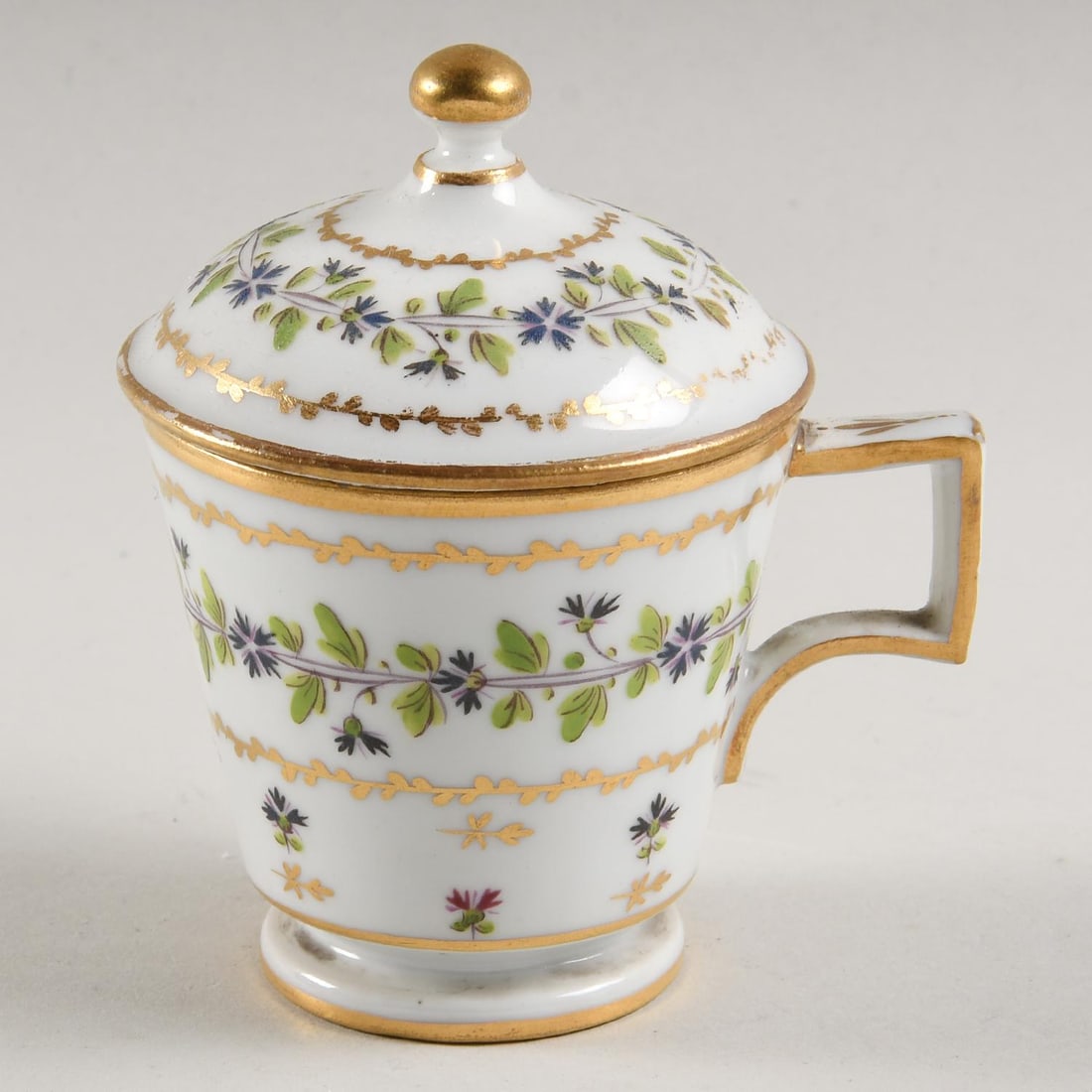 18th-Century French André-Marie Pot De Crème Set, Hand-Painted Paris Porcelain With Gilt & - 3