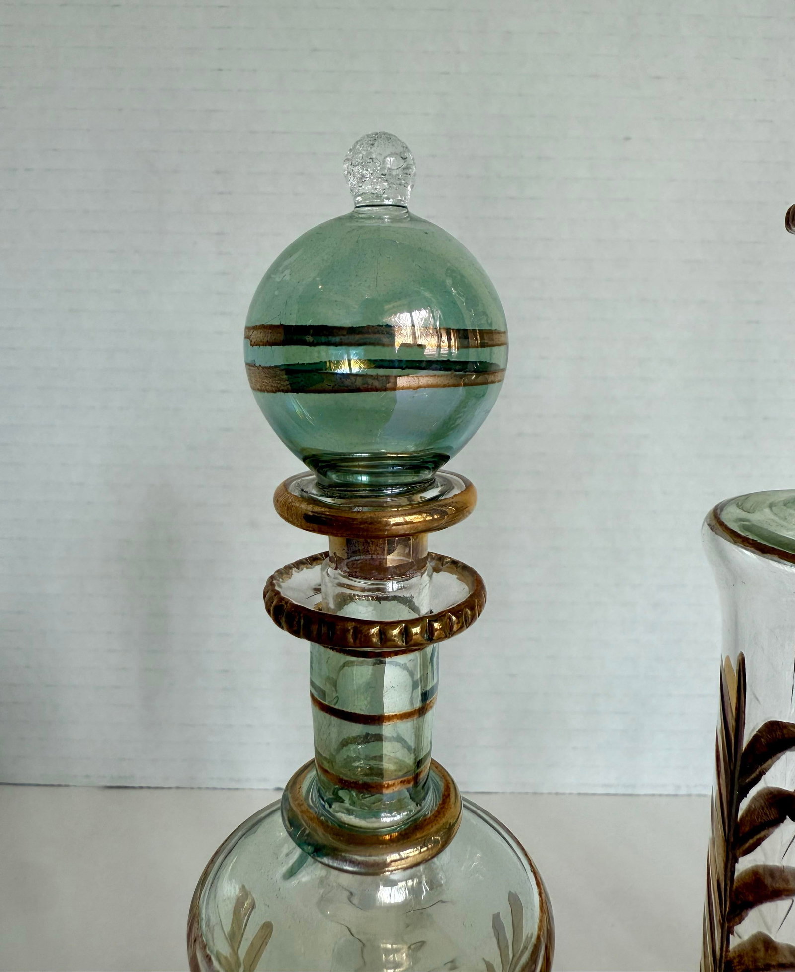 Vintage Set of 3 Hand-Blown Glass Perfume Apothecary Bottles and Stoppers - 10