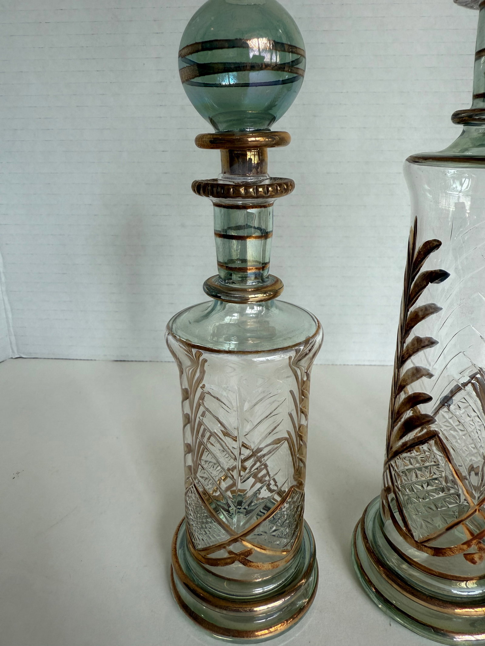 Vintage Set of 3 Hand-Blown Glass Perfume Apothecary Bottles and Stoppers - 9