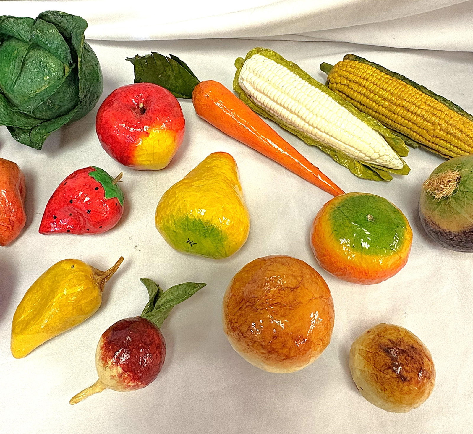 Vintage Realistic Hand Crafted Papier Mâché Fruits and Vegetables- Set of 25 - 11