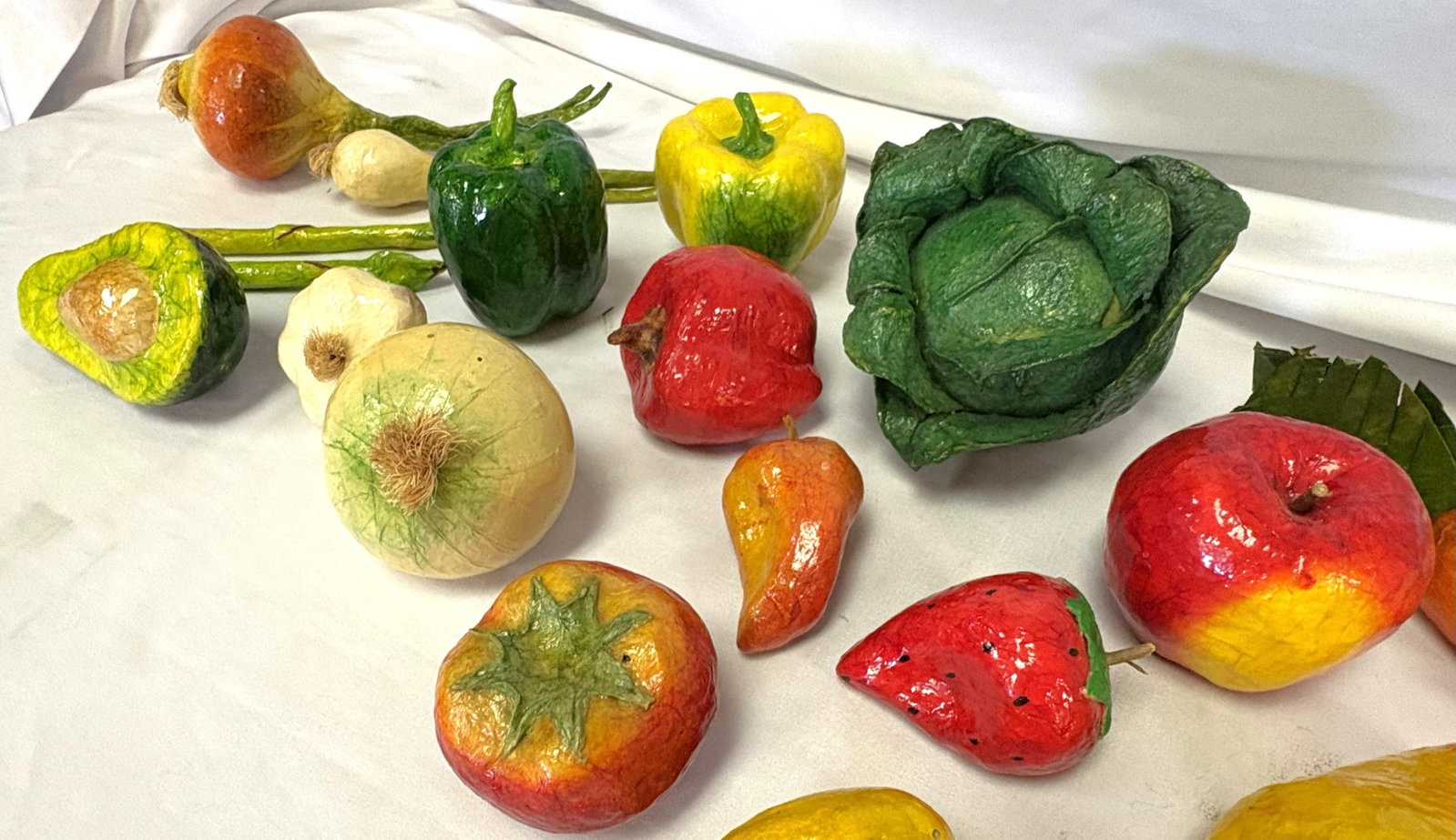 Vintage Realistic Hand Crafted Papier Mâché Fruits and Vegetables- Set of 25 - 14