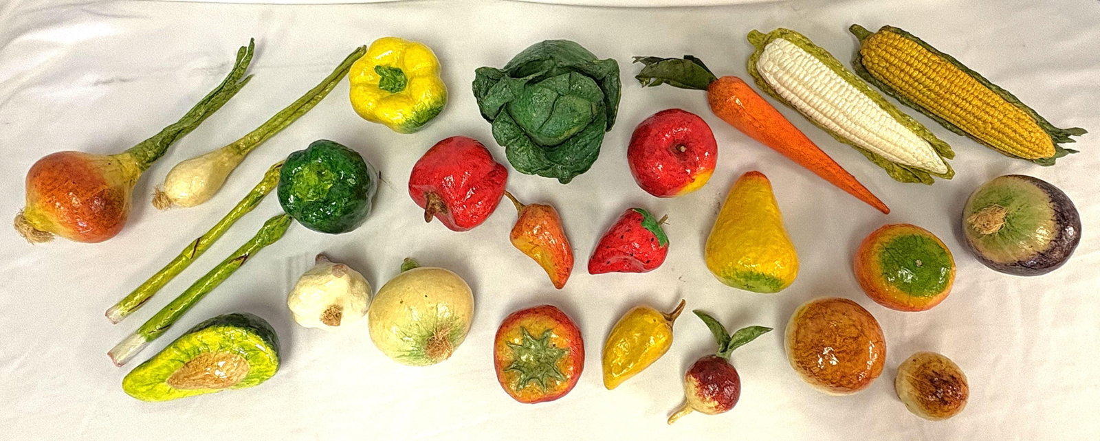 Vintage Realistic Hand Crafted Papier Mâché Fruits and Vegetables- Set of 25 - 2