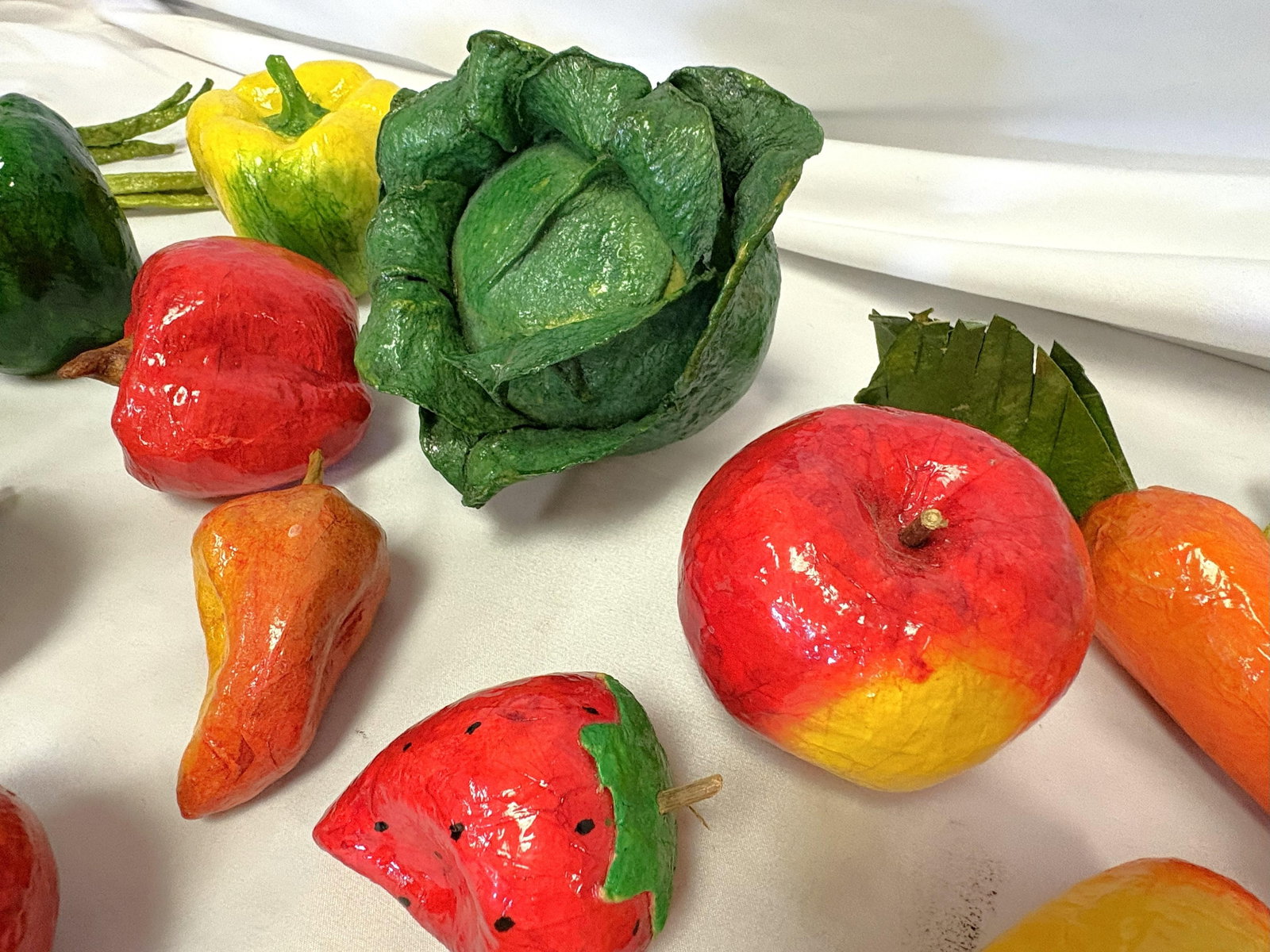 Vintage Realistic Hand Crafted Papier Mâché Fruits and Vegetables- Set of 25 - 4
