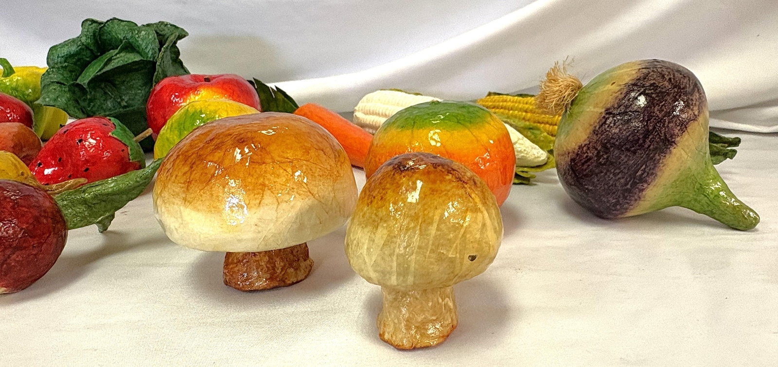 Vintage Realistic Hand Crafted Papier Mâché Fruits and Vegetables- Set of 25 - 8
