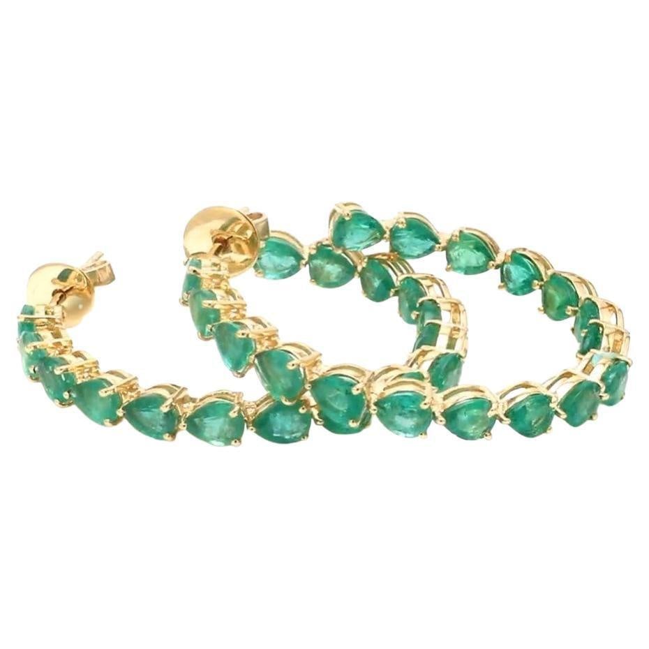 9.34 cts Natural Zambian emerald earring in 18k gold - 5