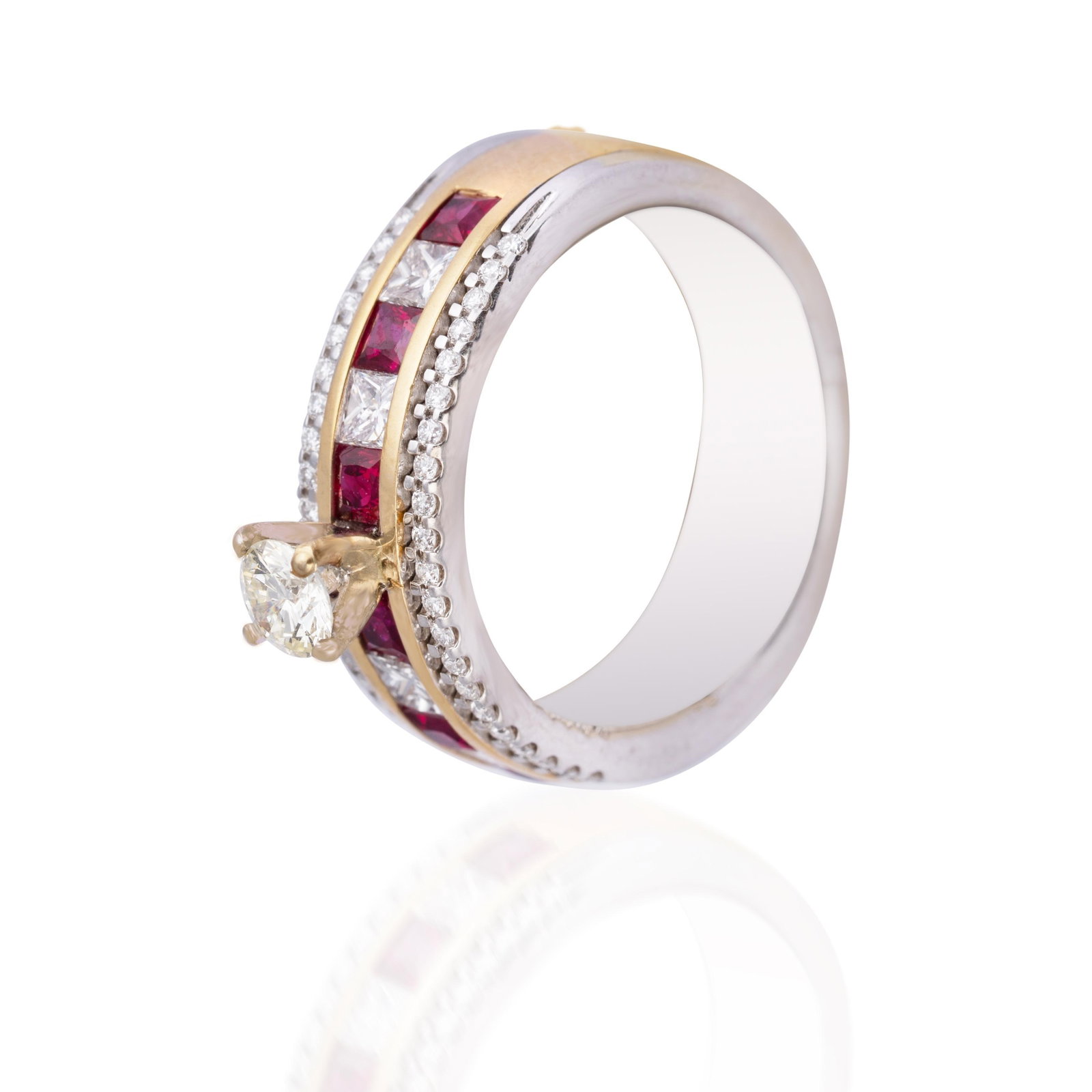 Diamond Ruby Ring in 18k gold - 5
