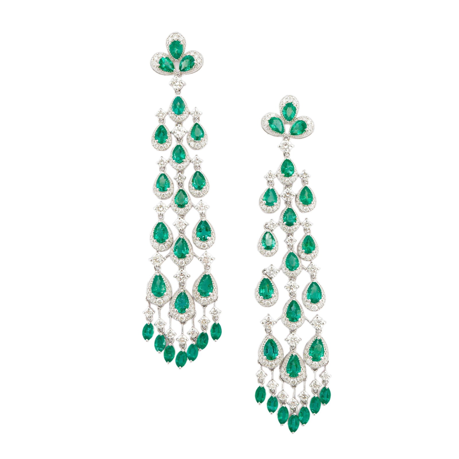 Natural diamond 2.49cts & emerald 5.67cts earring in 18k gold - 11