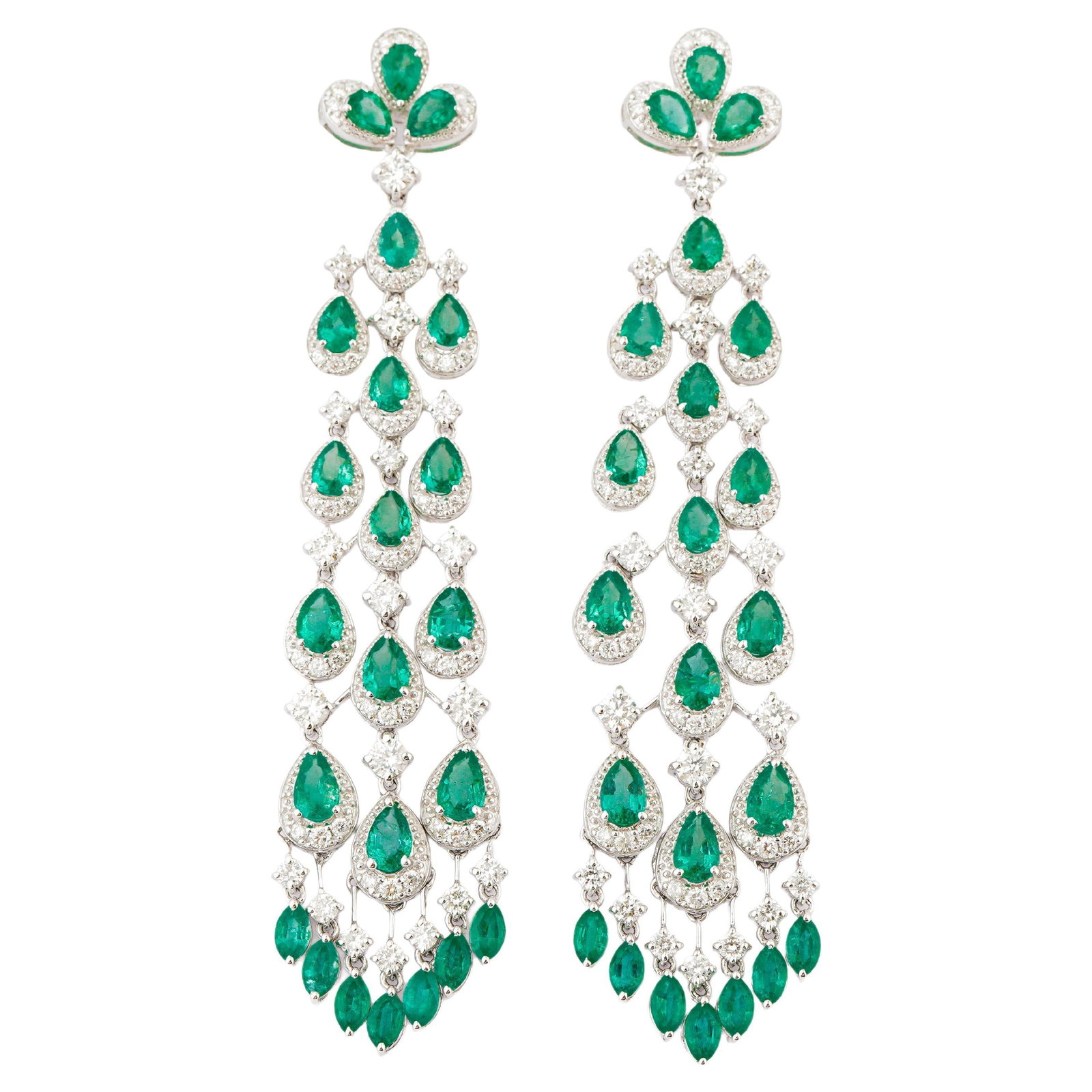 Natural diamond 2.49cts & emerald 5.67cts earring in 18k gold - 15