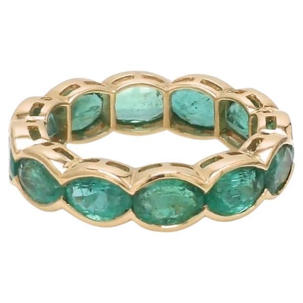 Natural 5.28 cts Zambian emerald band ring in 18k gold - 15