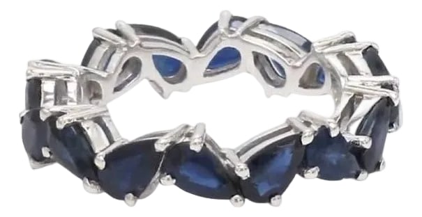 Natural 4.04 cts blue sapphire zig zag ring in 18k gold: Blue sapphire pear cut eternity band ring gold Natural 3-4CT 5x3MM pear blue sapphire zig zag eternity ring gold Blue sapphire ring gold GEMSTONE DETAILS : âœ¦ Gemstone : Blue Sapphire