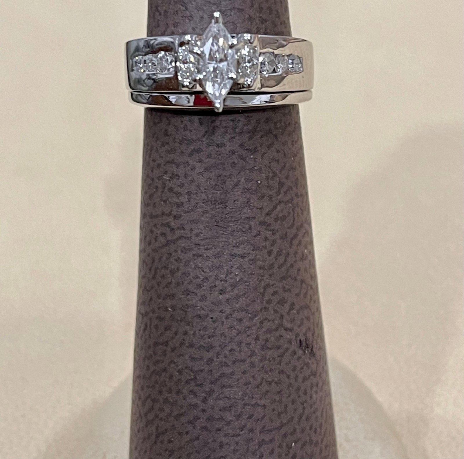 Approximately 0.75 Carat Diamond Engagement Ring/Band 14 Karat White Gold - 17