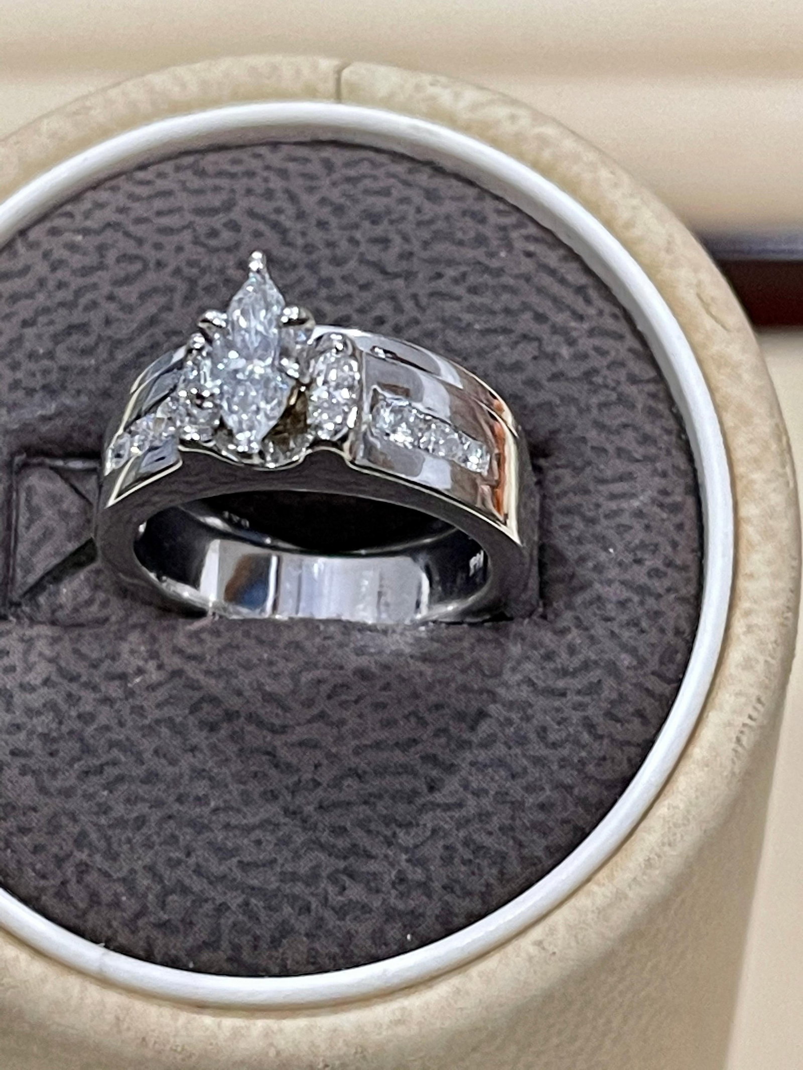 Approximately 0.75 Carat Diamond Engagement Ring/Band 14 Karat White Gold - 18