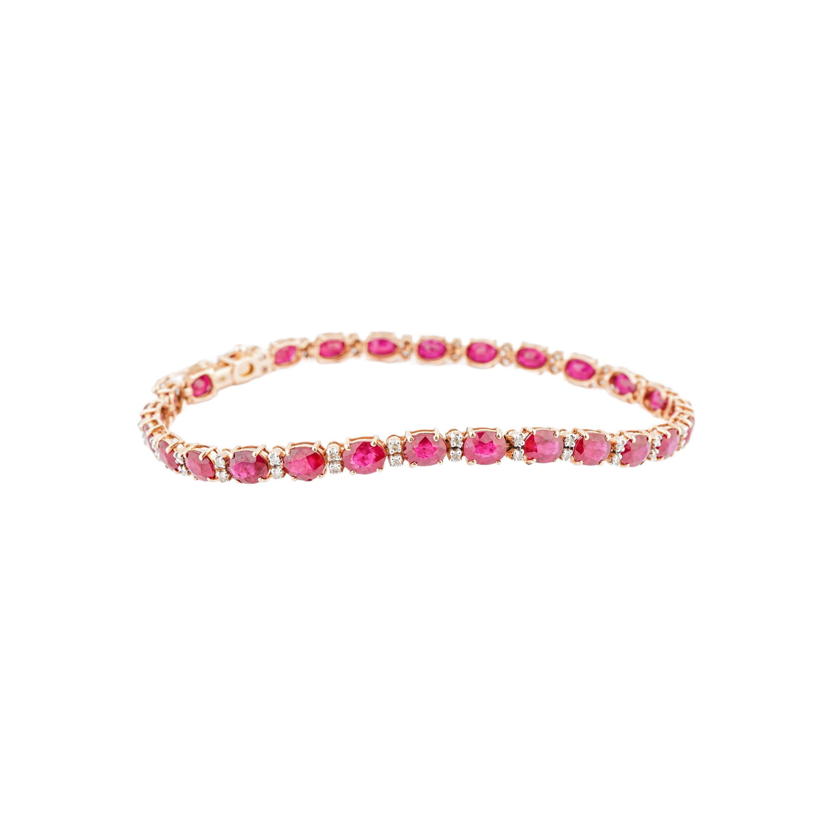 Natural ruby 9.75cts & diamond 0.43cts bracelet in 18k gold - 11
