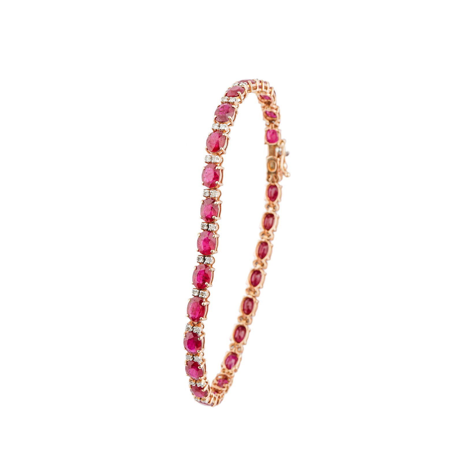 Natural ruby 9.75cts & diamond 0.43cts bracelet in 18k gold - 17