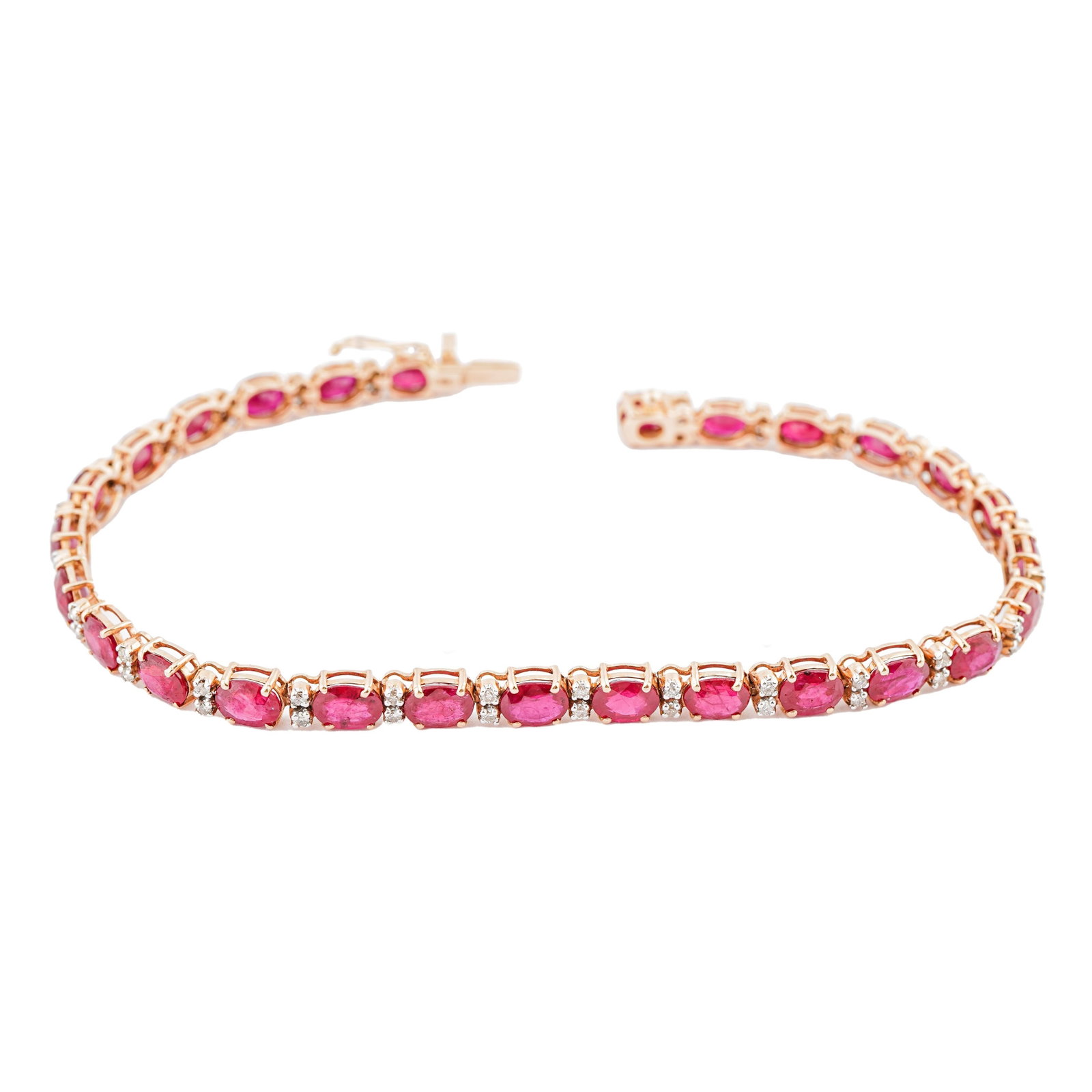 Natural ruby 9.75cts & diamond 0.43cts bracelet in 18k gold - 3