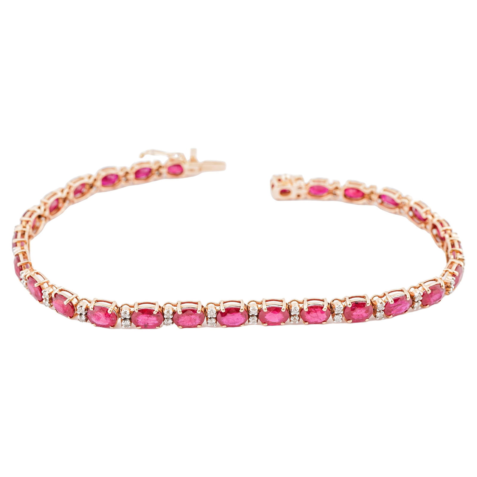 Natural ruby 9.75cts & diamond 0.43cts bracelet in 18k gold - 6