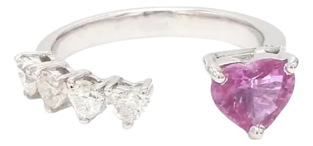 Natural 1.48 cts pink sapphire 048 cts diamond ring in 18k gold: Pink sapphire heart diamond heart open ring gold Natural 1.0CT heart shape pink sapphire diamond ring gold Pink sapphire heart ring gold GEMSTONE DETAILS : âœ¦ Gemstone : Pink Sapphire