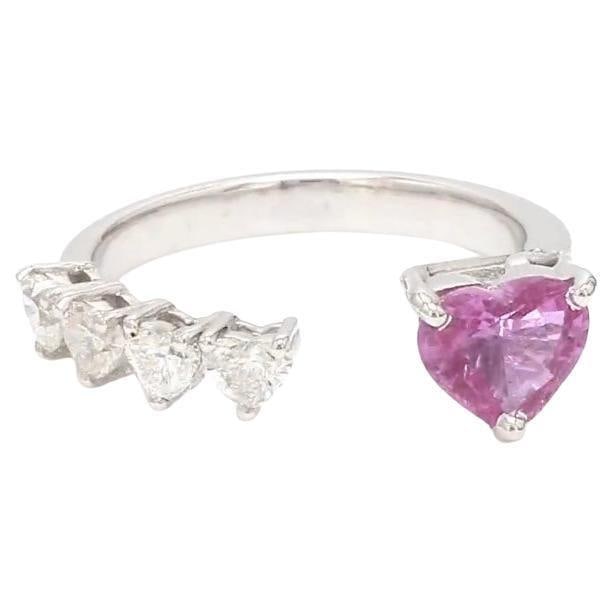 Natural 1.48 cts pink sapphire 048 cts diamond ring in 18k gold - 5
