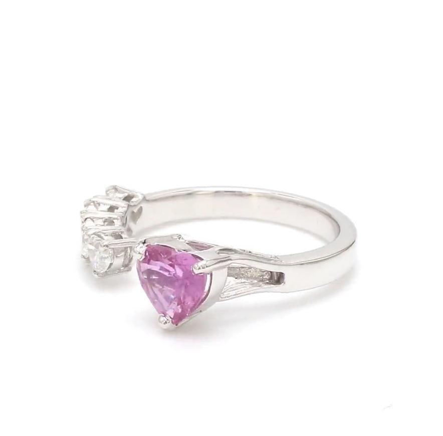 Natural 1.48 cts pink sapphire 048 cts diamond ring in 18k gold - 7