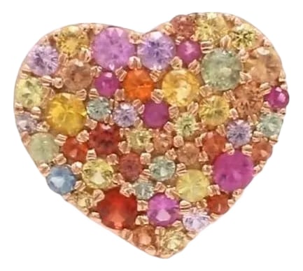 Natural 1.15 cts rainbow sapphire ring in 18k gold: Multi sapphire round heart shape signet ring gold Natural rainbow sapphire pinky heart ring gold Big heart shape sapphire ring gold STONE DETAILS : âœ¦ Gemstone : Multi Sapphire â&