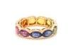 Natural rainbow sapphire band ring in 18k gold - 6