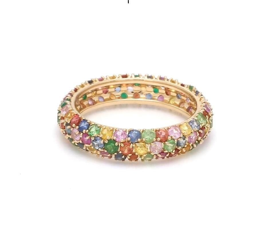 Natural 3.09 cts Rainbow sapphire ring in 18k gold - 11