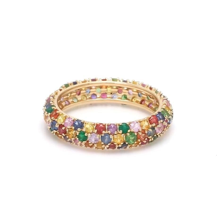 Natural 3.09 cts Rainbow sapphire ring in 18k gold - 14