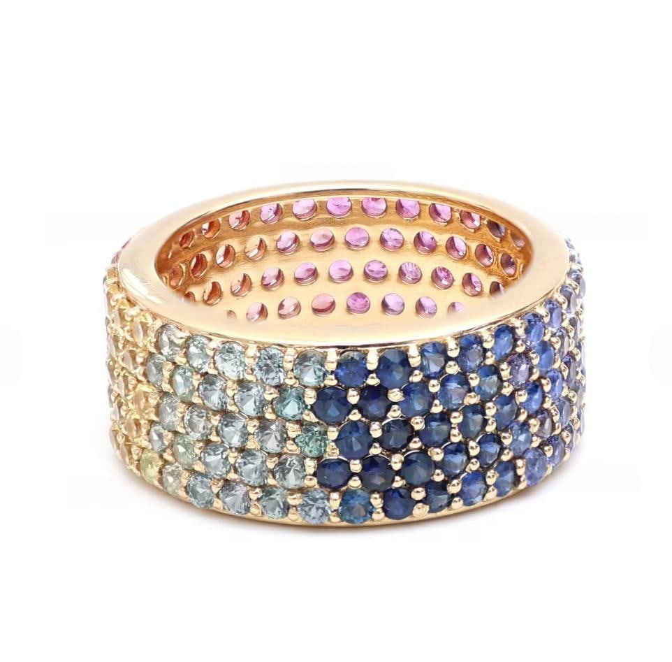 Natural 4.65 cts rainbow sapphire ring in 18k gold - 18