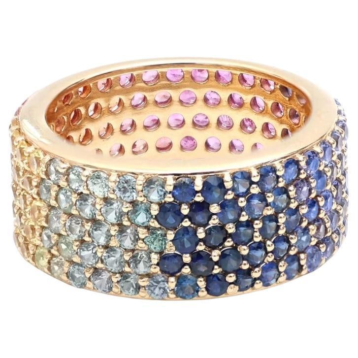 Natural 4.65 cts rainbow sapphire ring in 18k gold - 5