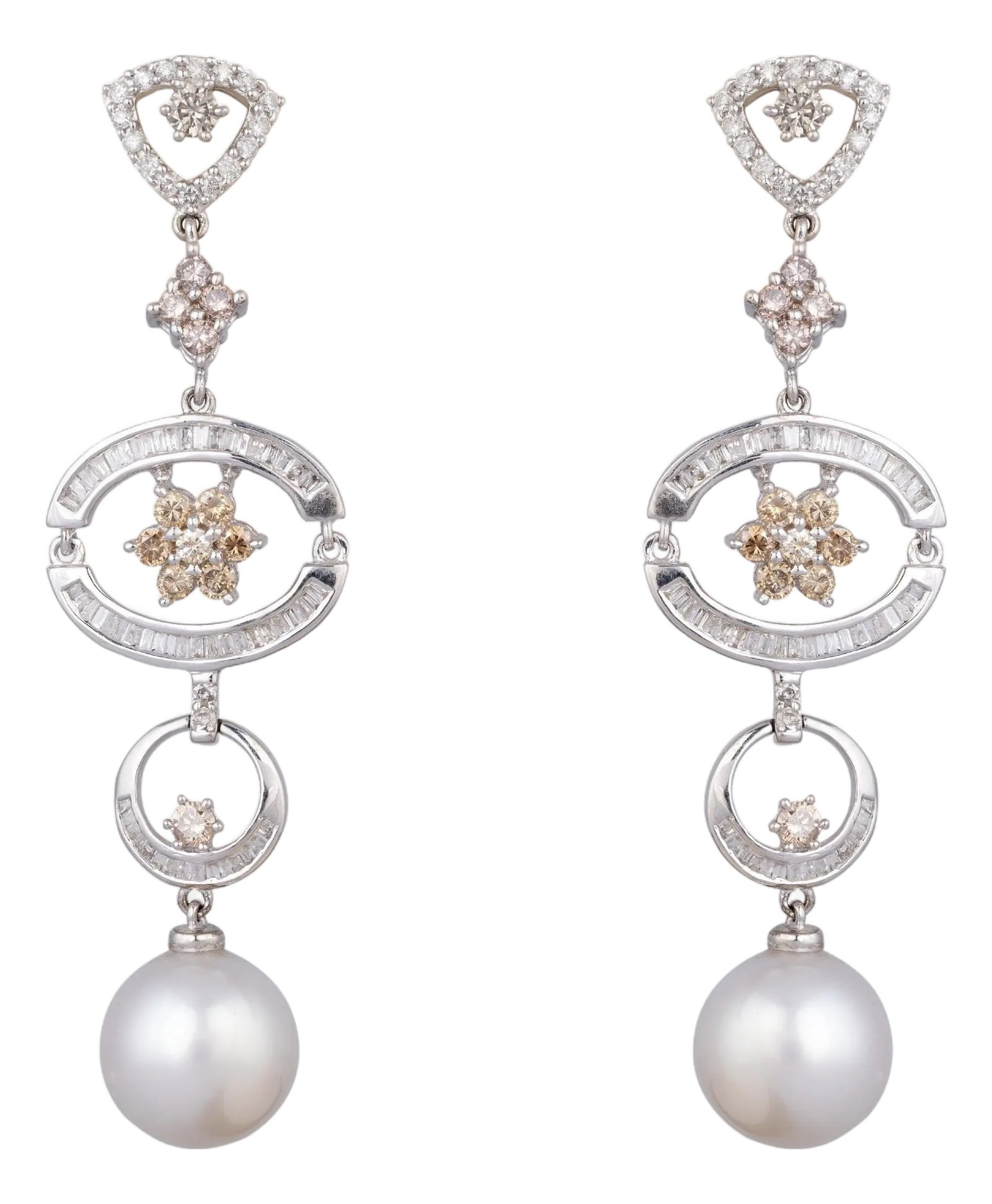 Diamond Pearl Earring in 18k gold: Diamond wt 2.05cts pearl wt 20.30cts gold net wt 8.700gm(18k) Condition: Imperfections: No Imperfections Condition Notes: New Origin: United States Materials & Techniques: Diamond, Pearl