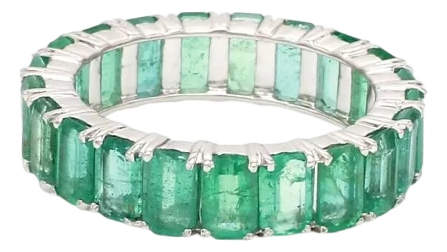 Natural 5.97 cts Zambian emerald band ring 14k gold: Natural Emerald Full Eternity Band Ring Emerald Cut/Octagon Cut in 14K/18K Gold STONE DETAILS : âœ¦ Stone: Emerald âœ¦ Stone Type : Natural âœ¦Ring Width