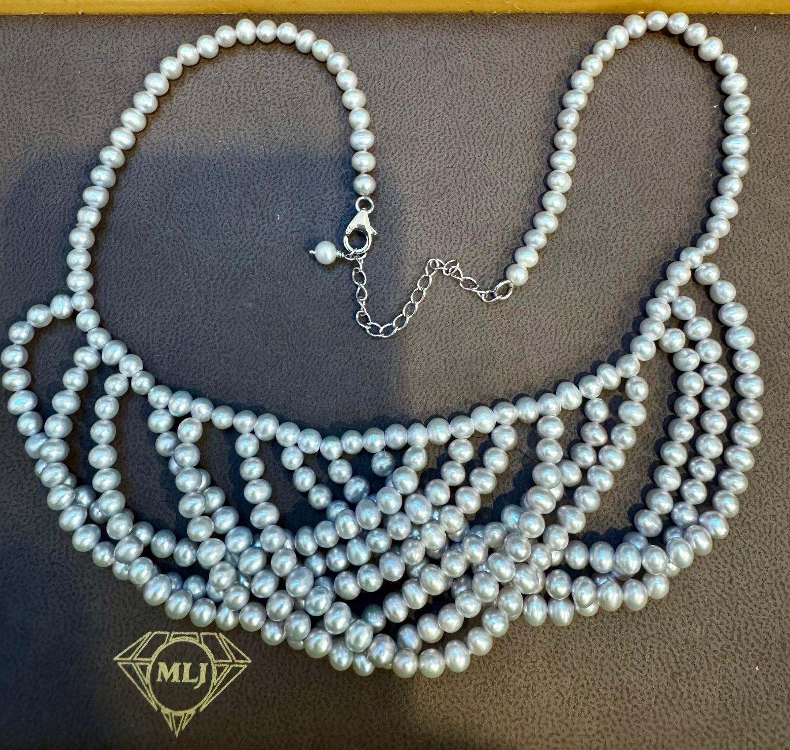 Fresh Water Multilayer Pearl Necklace Timeless Elegance Silver Clasp 18" Long - 14