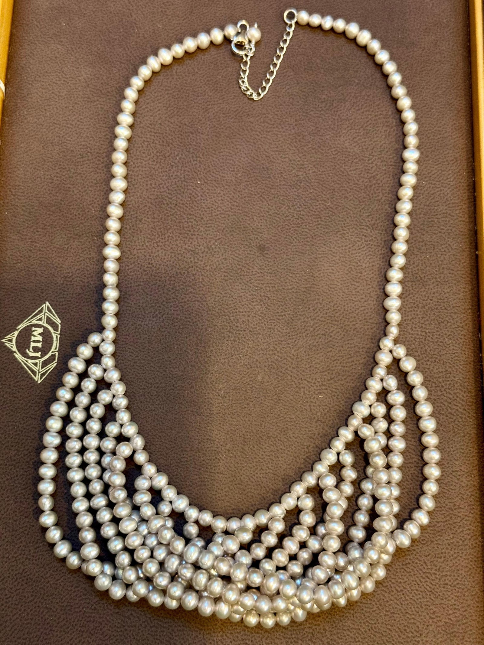 Fresh Water Multilayer Pearl Necklace Timeless Elegance Silver Clasp 18" Long - 3