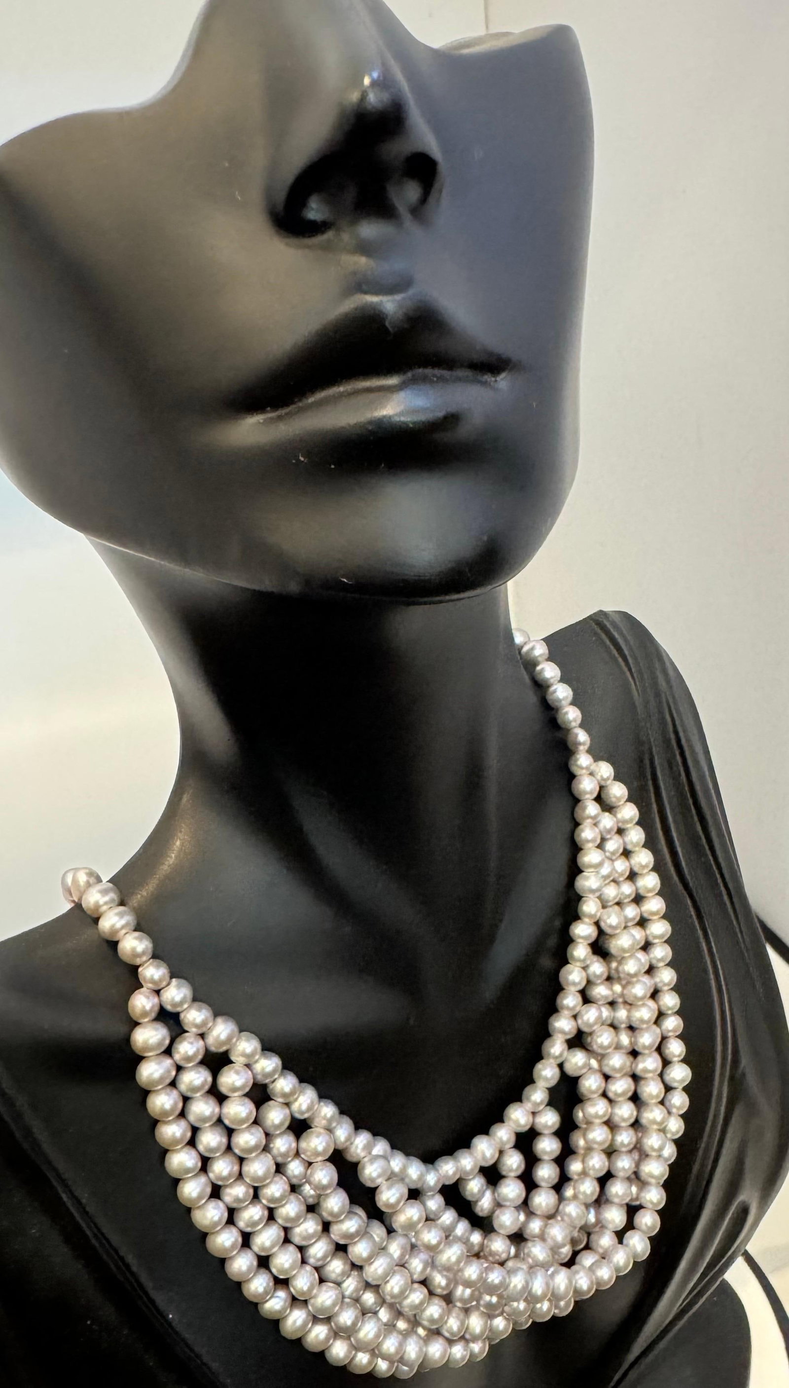 Fresh Water Multilayer Pearl Necklace Timeless Elegance Silver Clasp 18" Long - 4