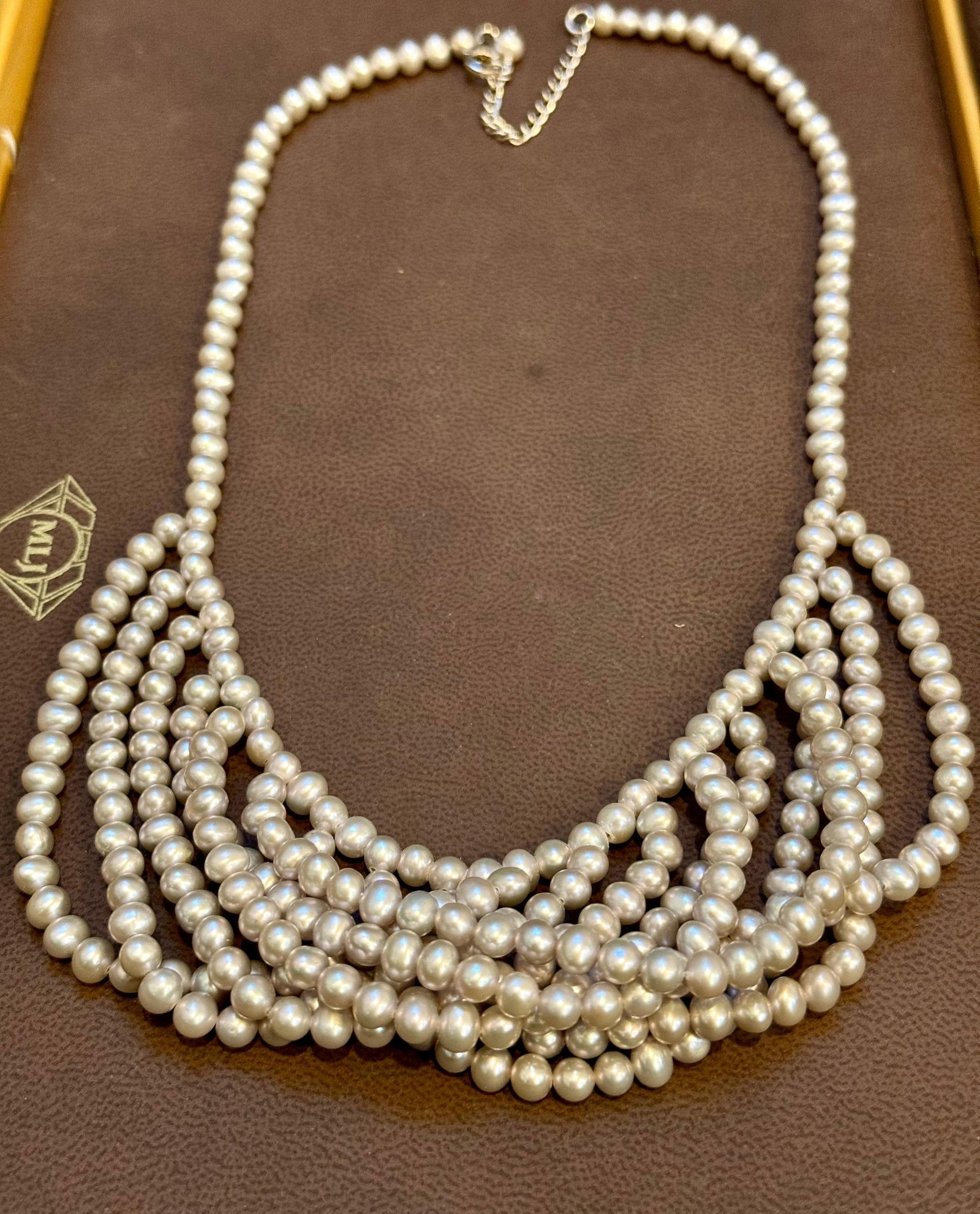 Fresh Water Multilayer Pearl Necklace Timeless Elegance Silver Clasp 18" Long - 5