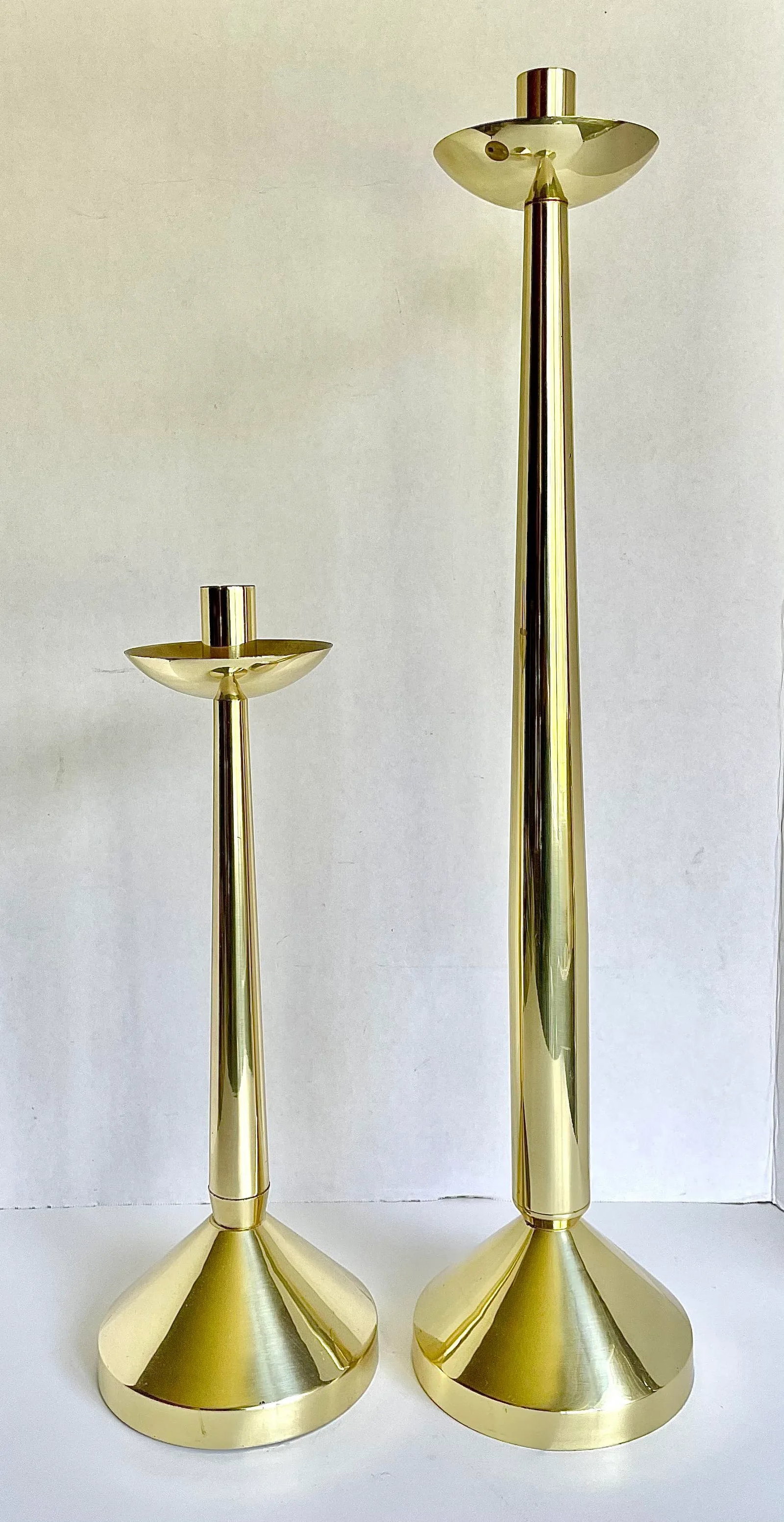 Vintage Brass Modern Candle Holder Set of 2 - 2