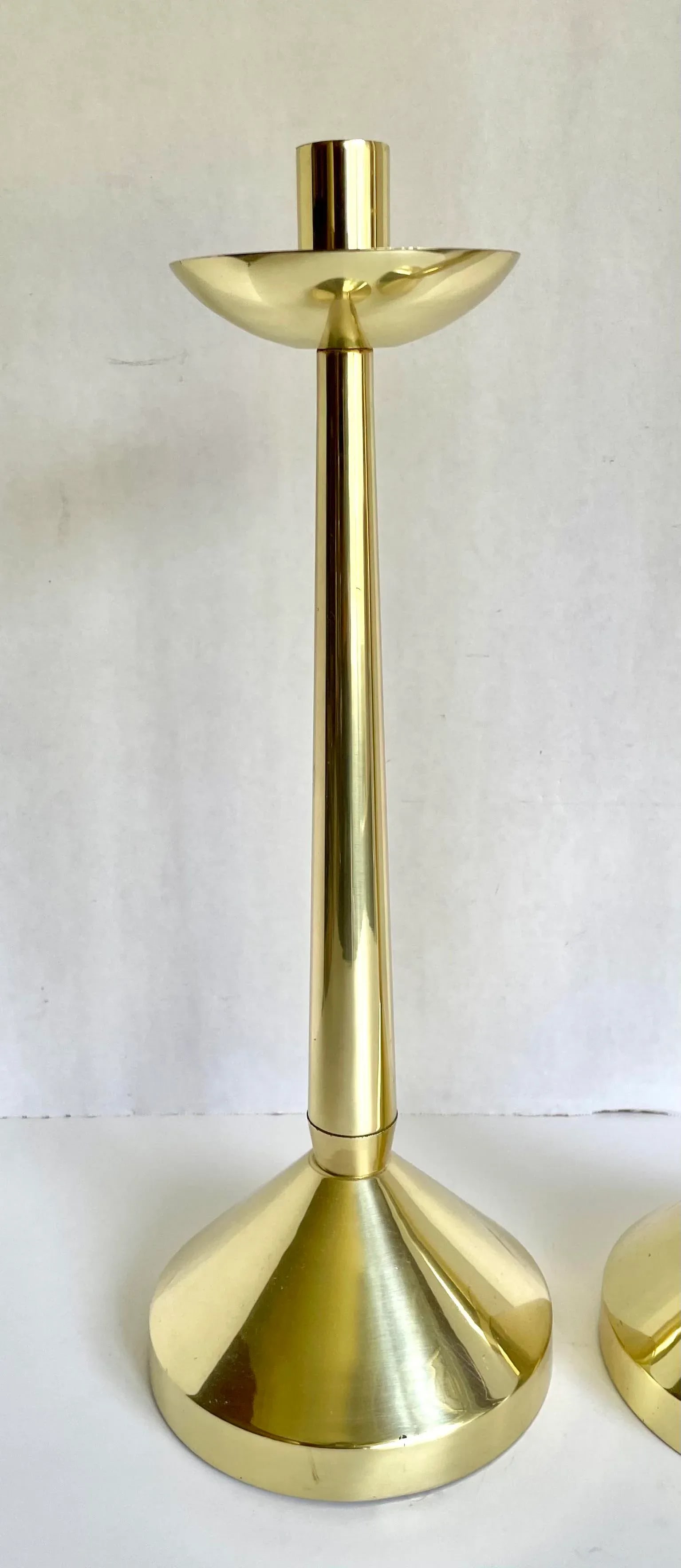 Vintage Brass Modern Candle Holder Set of 2 - 4