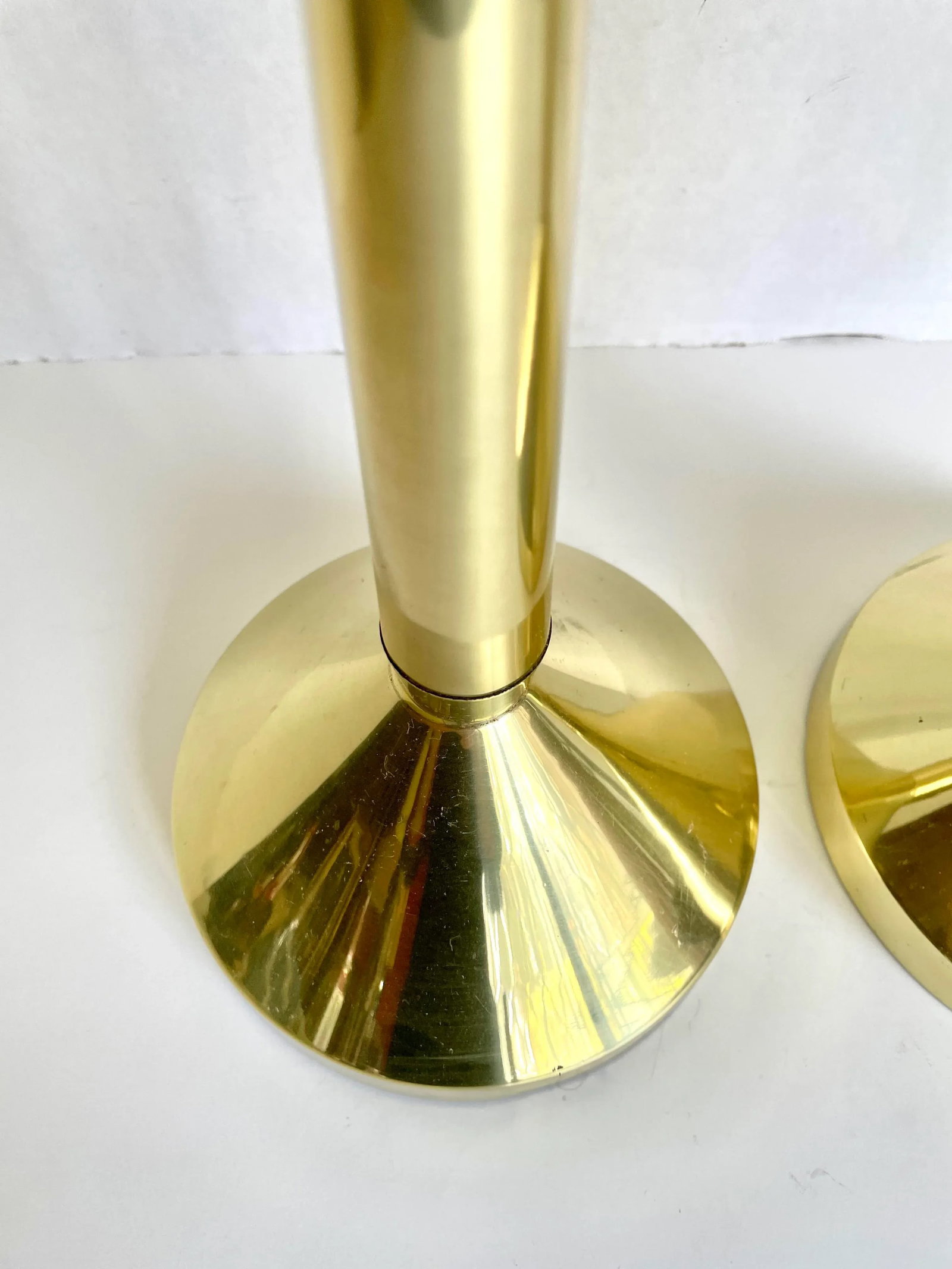 Vintage Brass Modern Candle Holder Set of 2 - 6