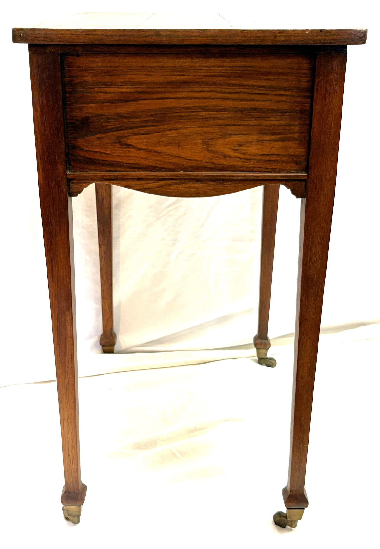 Antique Campaign Style Victorian Flip Top Desk/ Sewing Stand on Brass Casters - 13