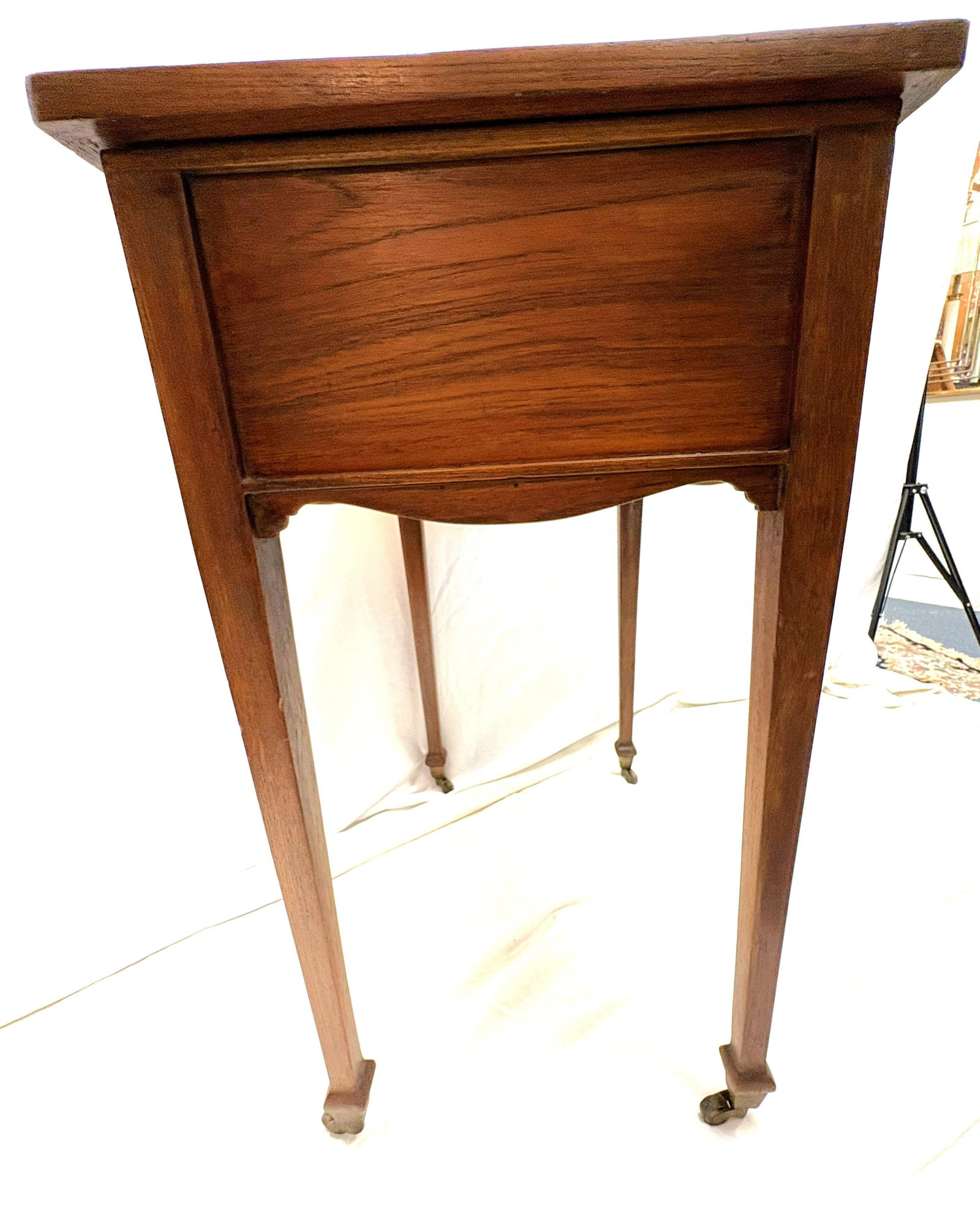 Antique Campaign Style Victorian Flip Top Desk/ Sewing Stand on Brass Casters - 15
