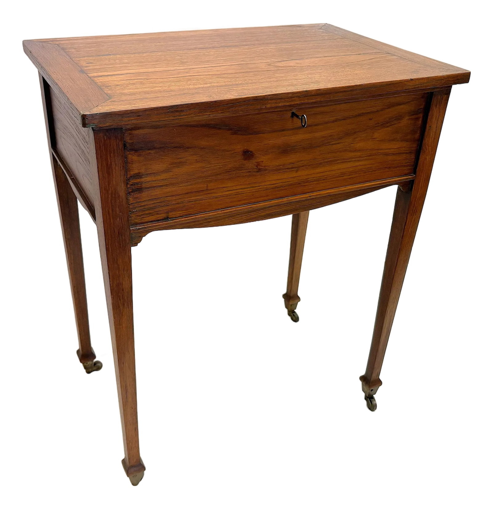 Antique Campaign Style Victorian Flip Top Desk/ Sewing Stand on Brass Casters (1 of 18)
