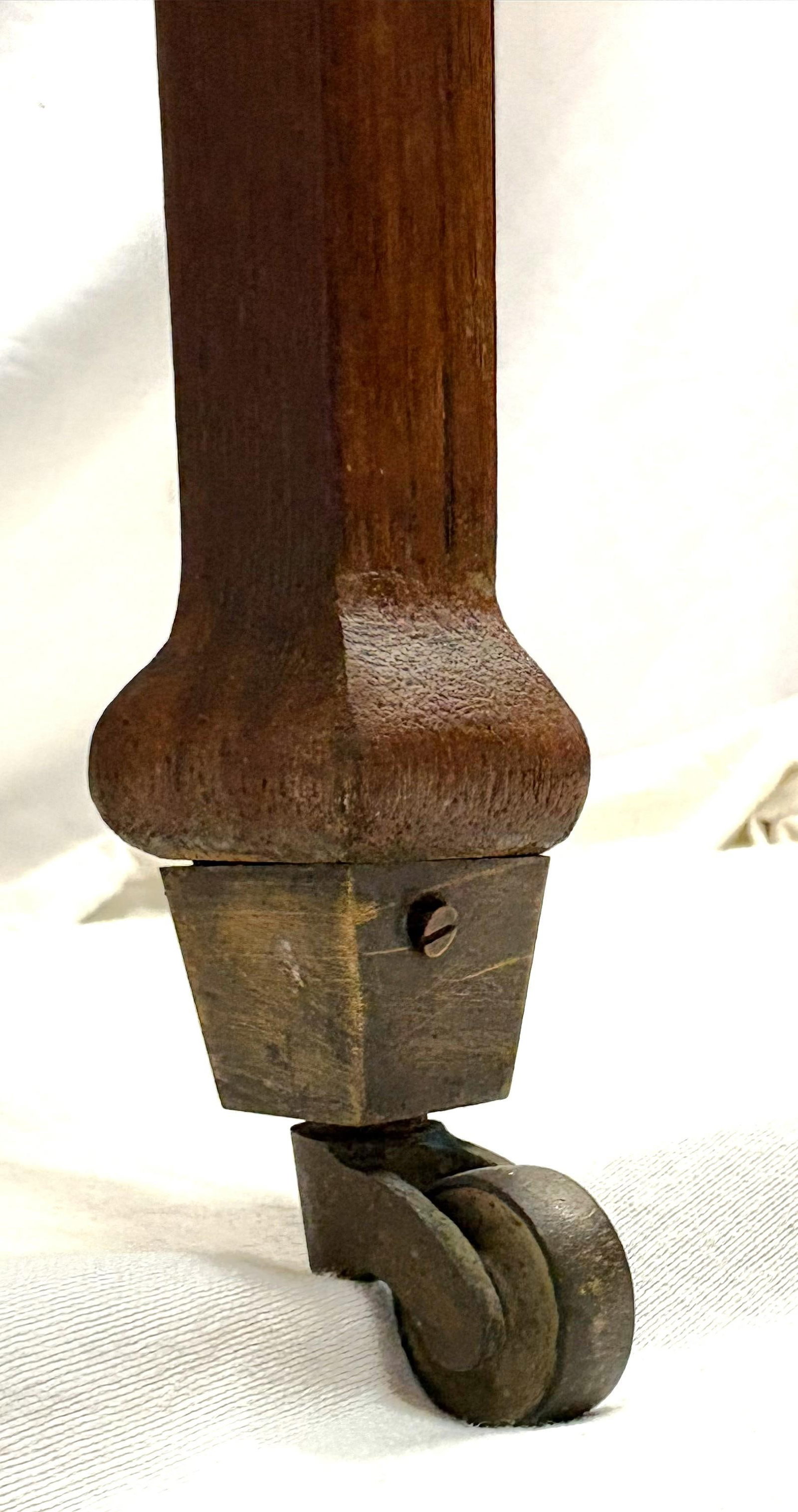 Antique Campaign Style Victorian Flip Top Desk/ Sewing Stand on Brass Casters - 5